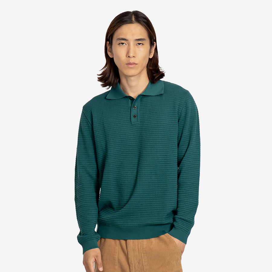 Renard Knitted L/S Polo - Deep Teal