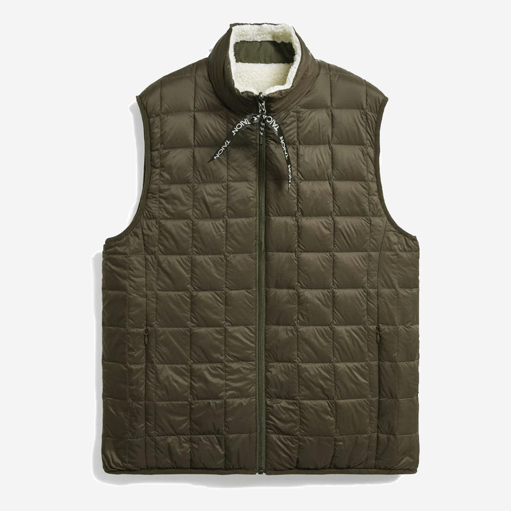 TAION - Reversible Down x BOA Fleece Vest - Olive x Ivory – Muddy 