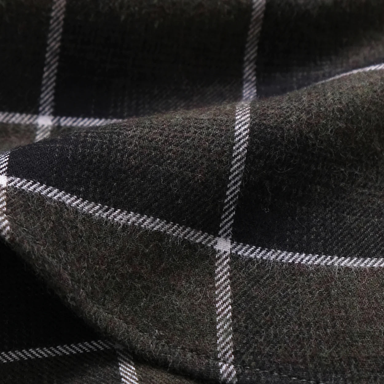 Shadow Plaid Flannel Shirt - Olive