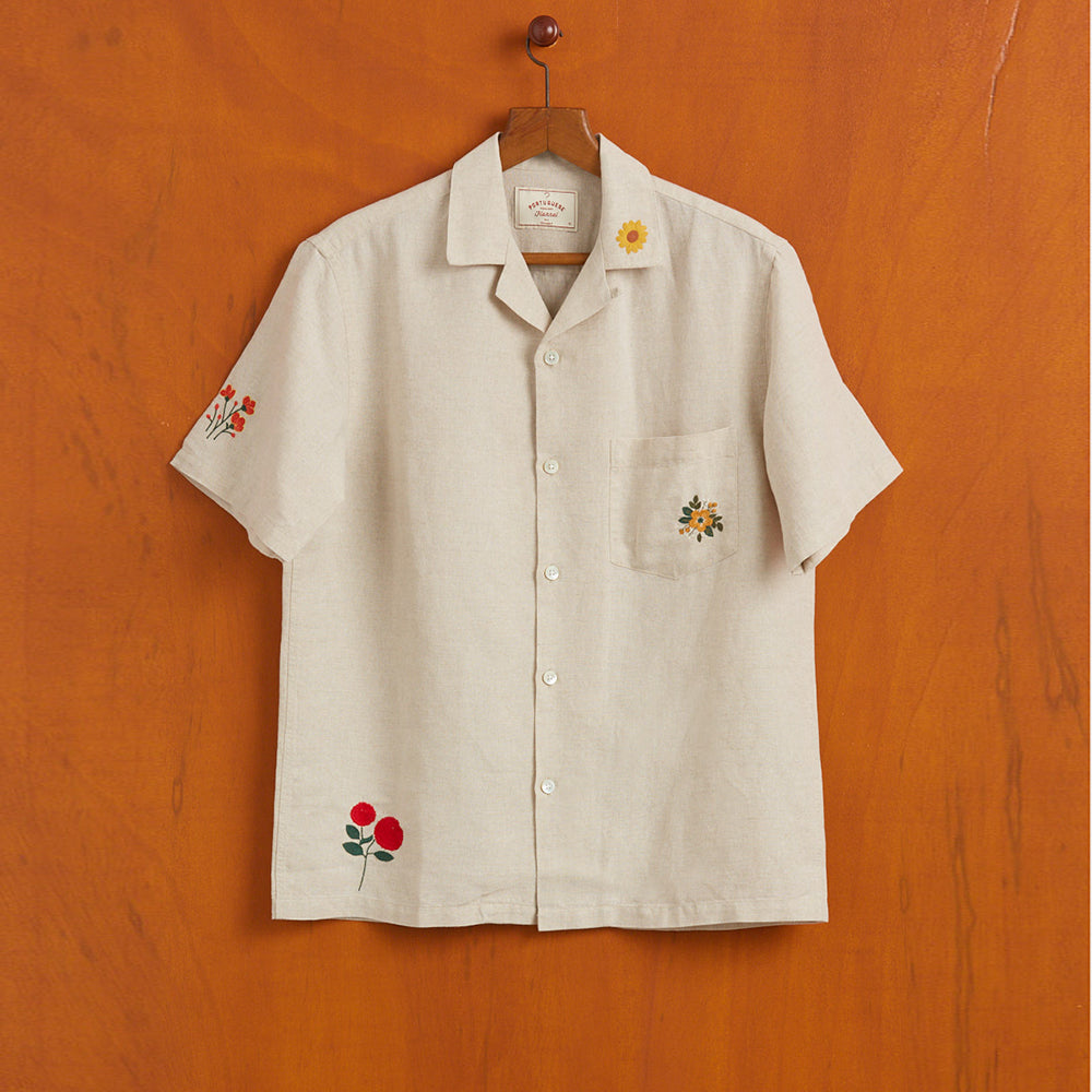 Spring 2 Embroidered S/S Vacation Shirt - Natural