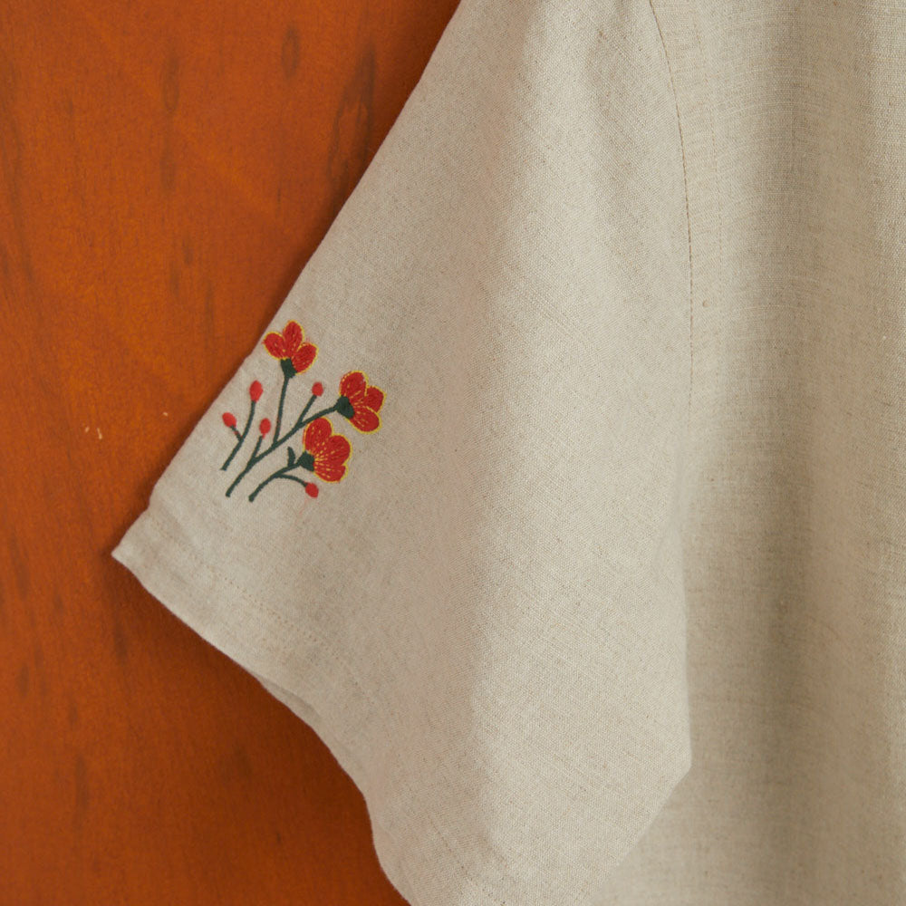 Spring 2 Embroidered S/S Vacation Shirt - Natural