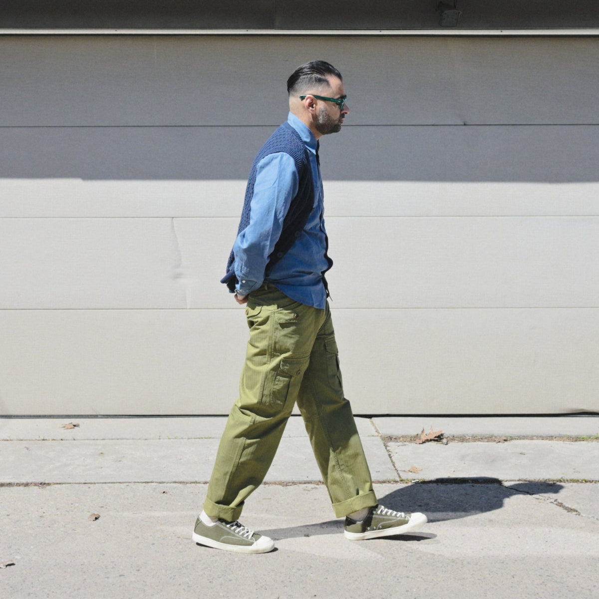 10 YEAR - Douglas Herringbone/Ripstop Flight Cargo Pants - Olive