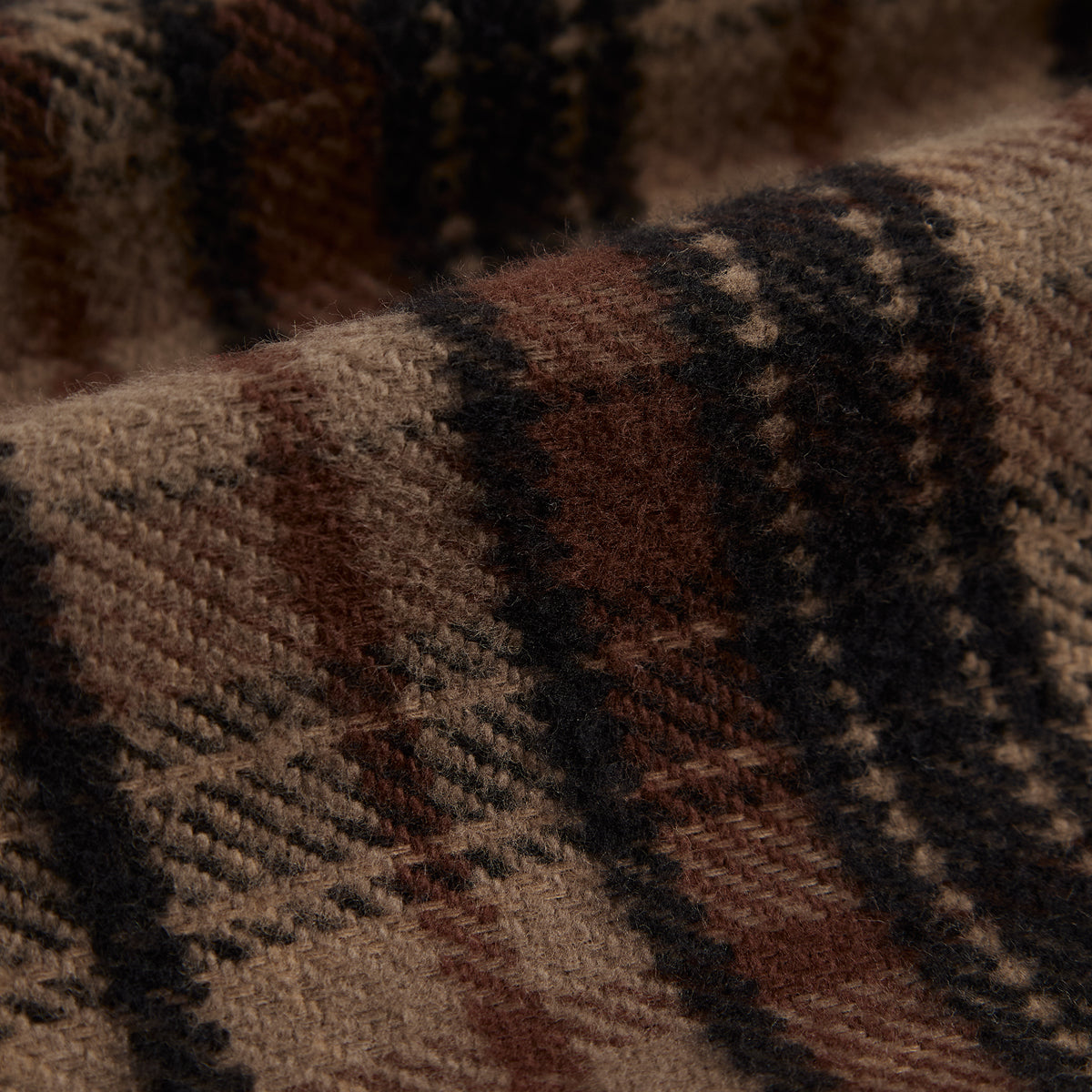 Stalia Oversized Plaid Flannel Shirt - Taupe Brown