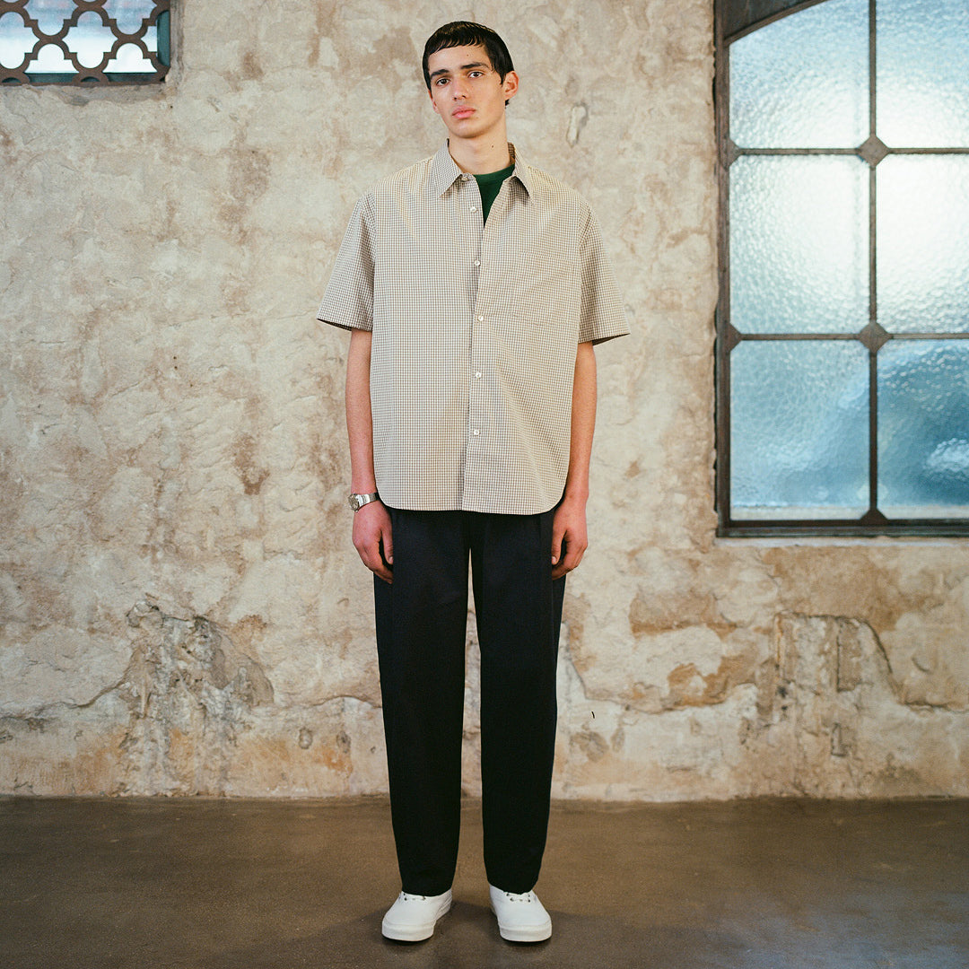 Stein Typewriter Cotton S/S Shirt - Beige Check