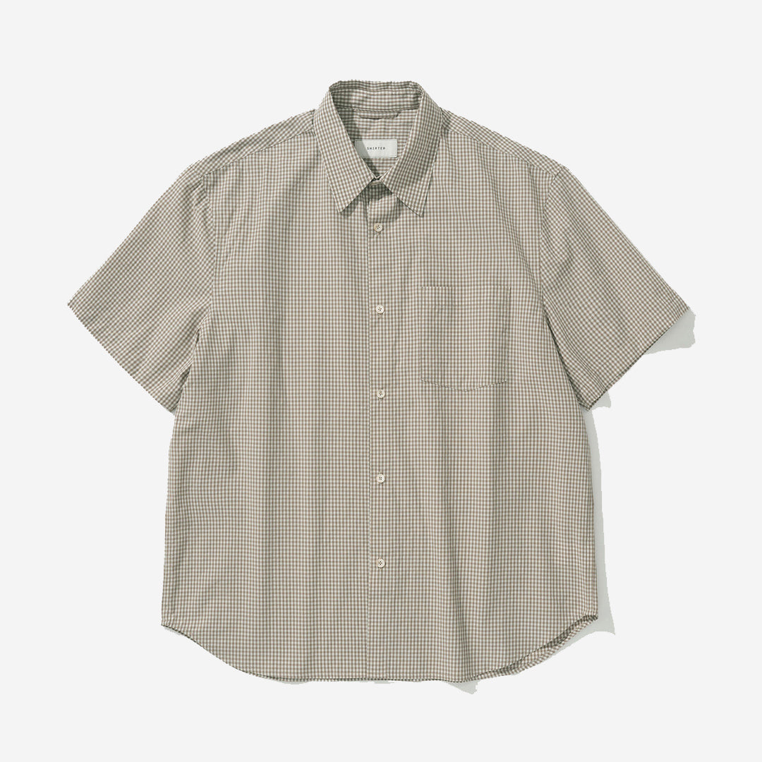 Stein Typewriter Cotton S/S Shirt - Beige Check