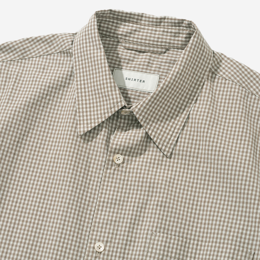 Stein Typewriter Cotton S/S Shirt - Beige Check