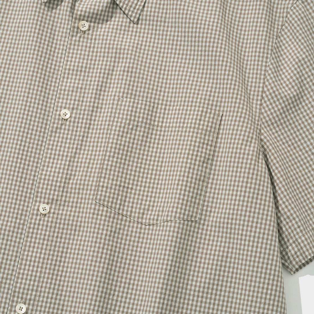 Stein Typewriter Cotton S/S Shirt - Beige Check
