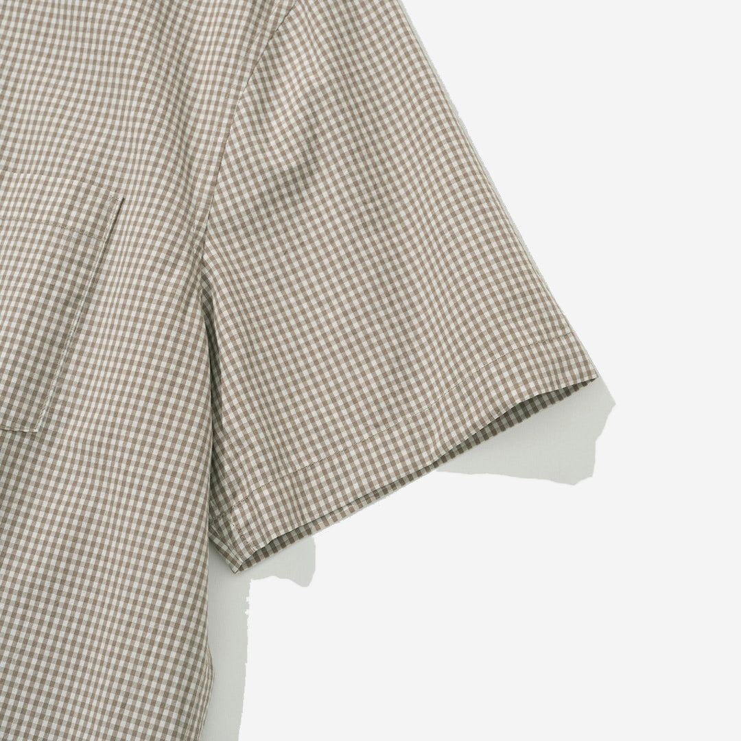 Stein Typewriter Cotton S/S Shirt - Beige Check