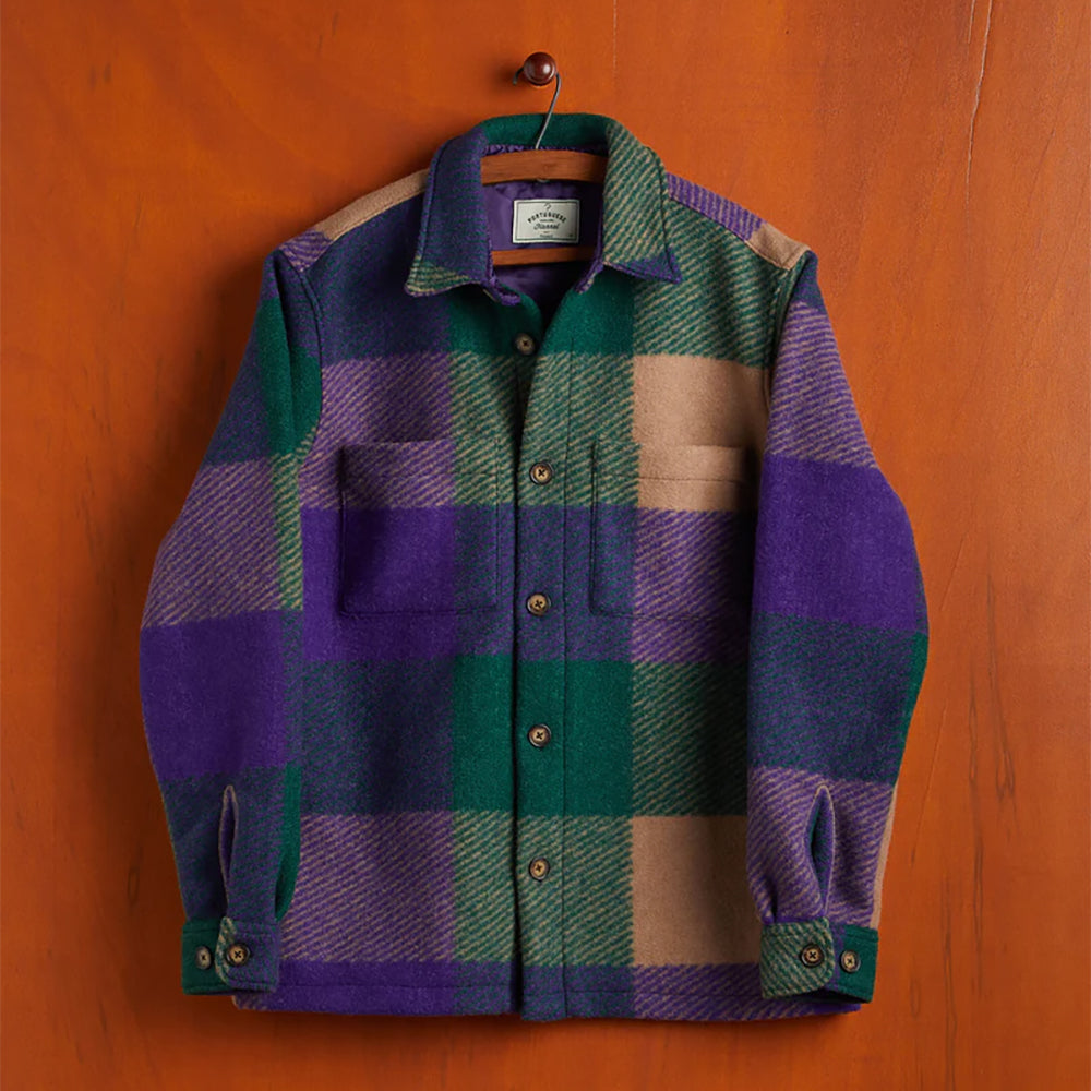 SUV Big Plaid Wool Overshirt - Purple/Green