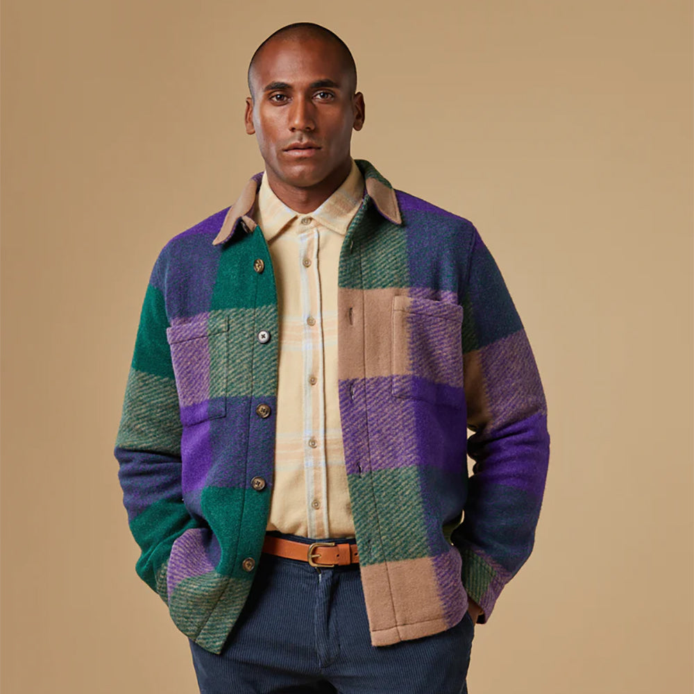 SUV Big Plaid Wool Overshirt - Purple/Green