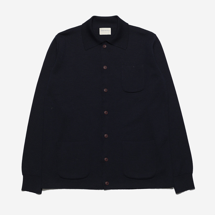 Station Merino Wool Cardigan - Navy