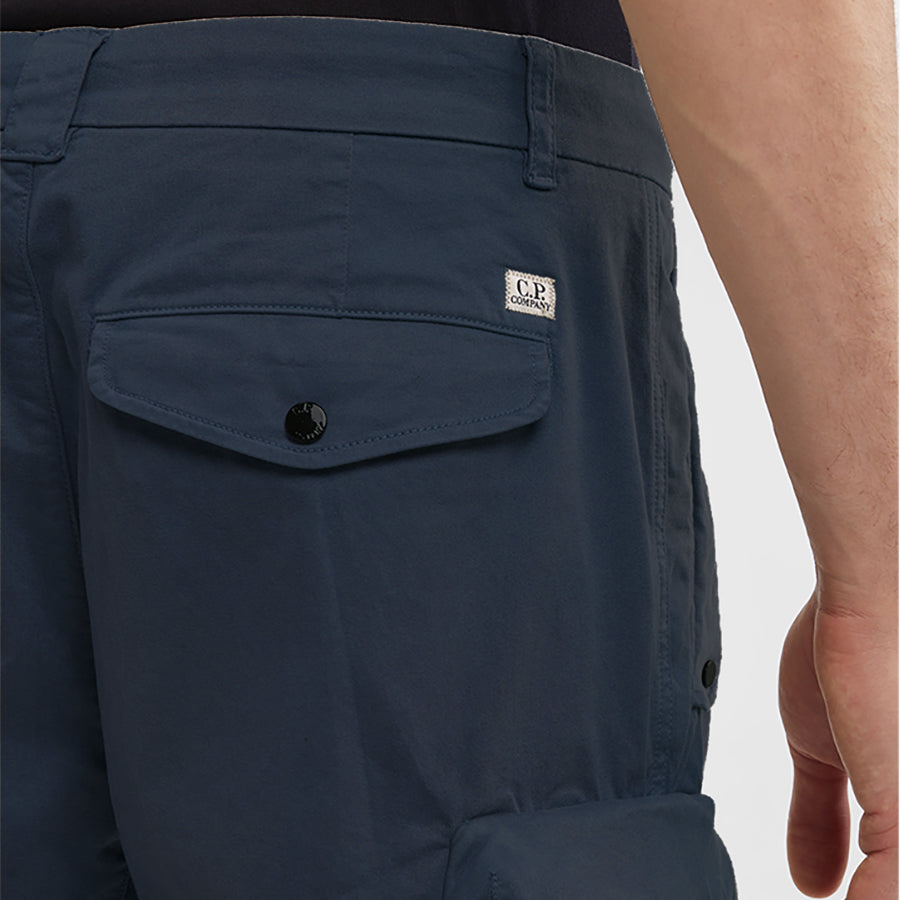 Stretch Sateen Lens Cargo Pants Loose Fit - Total Eclipse Navy