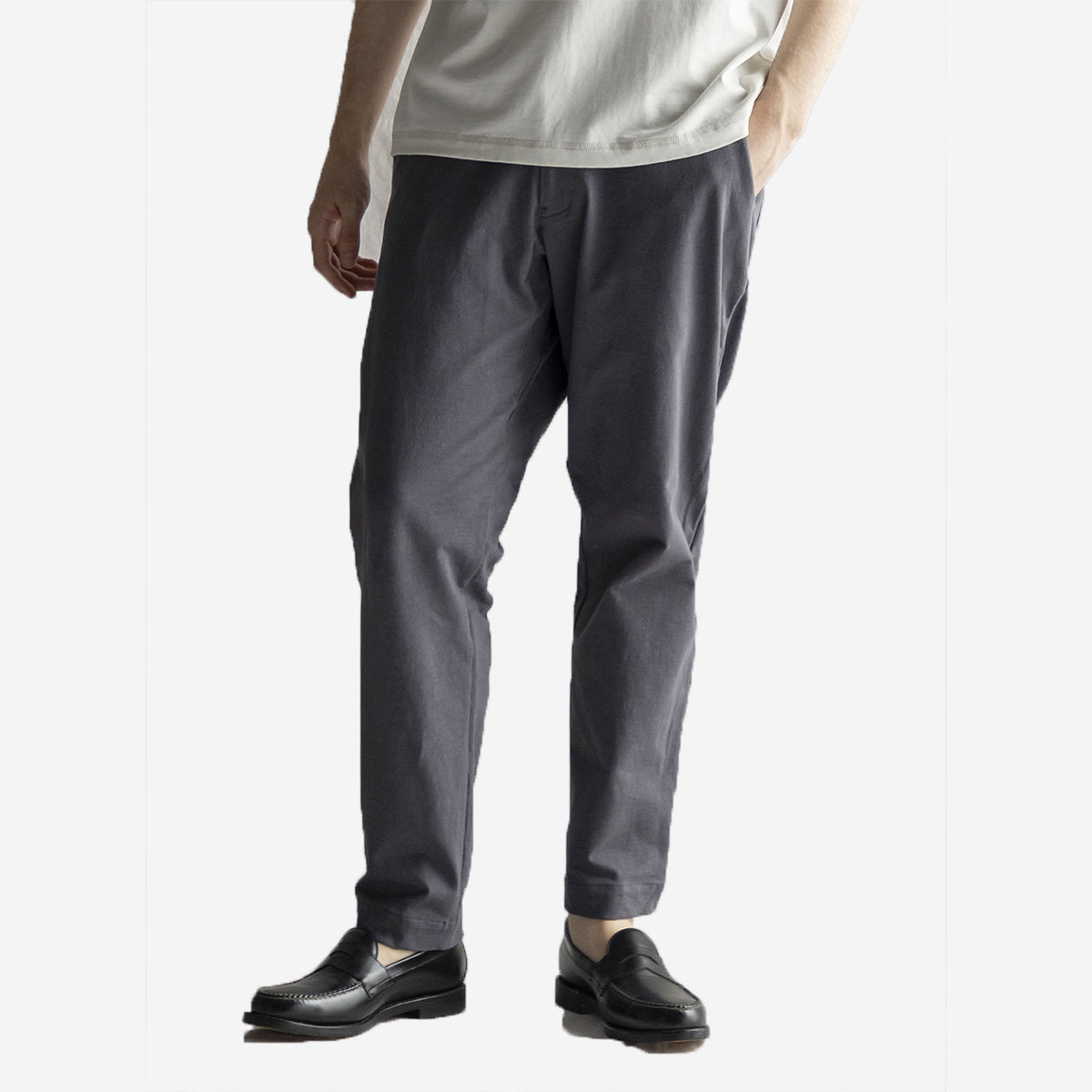 Stretch Peg-Top Easy Trousers - Dark Grey