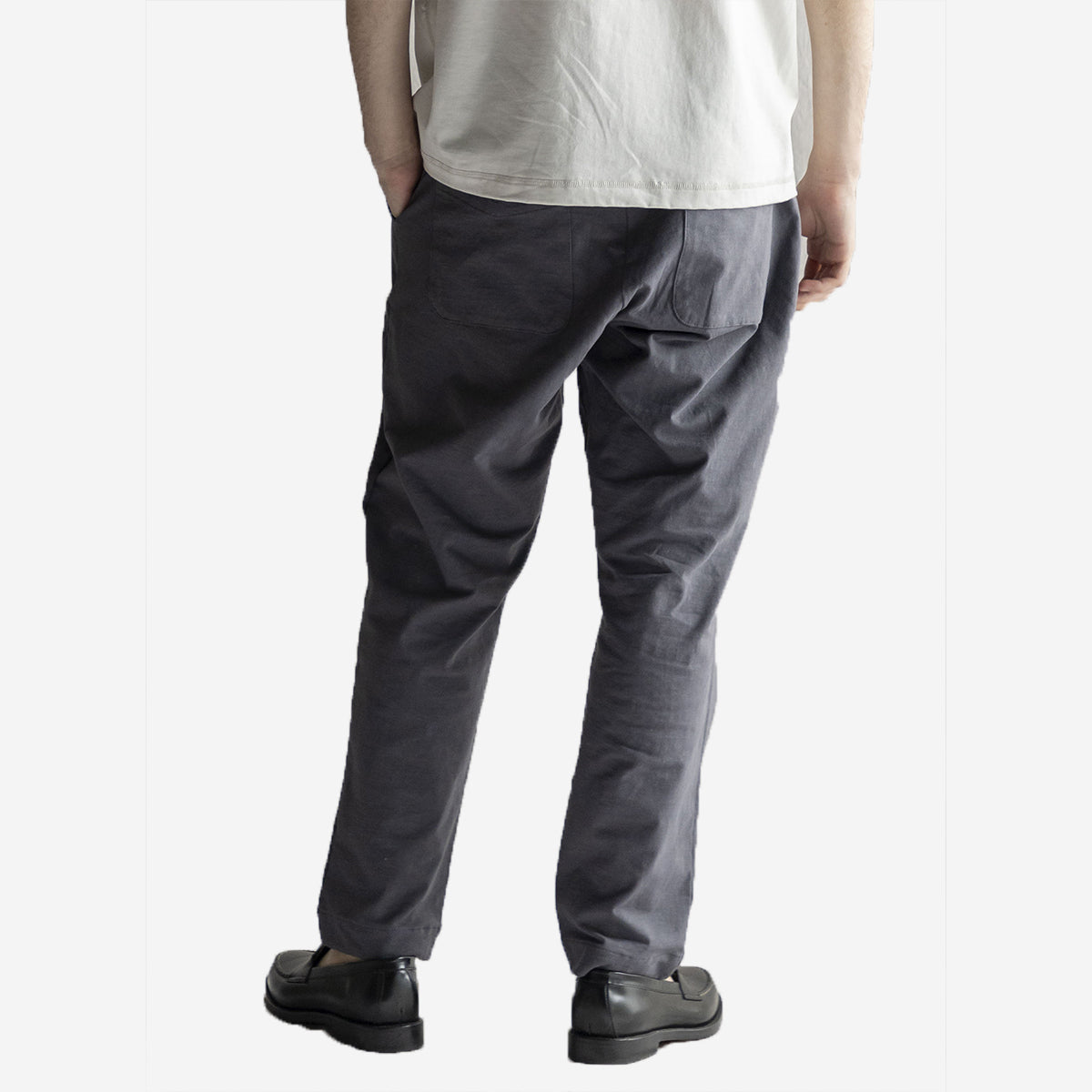 Stretch Peg-Top Easy Trousers - Dark Grey