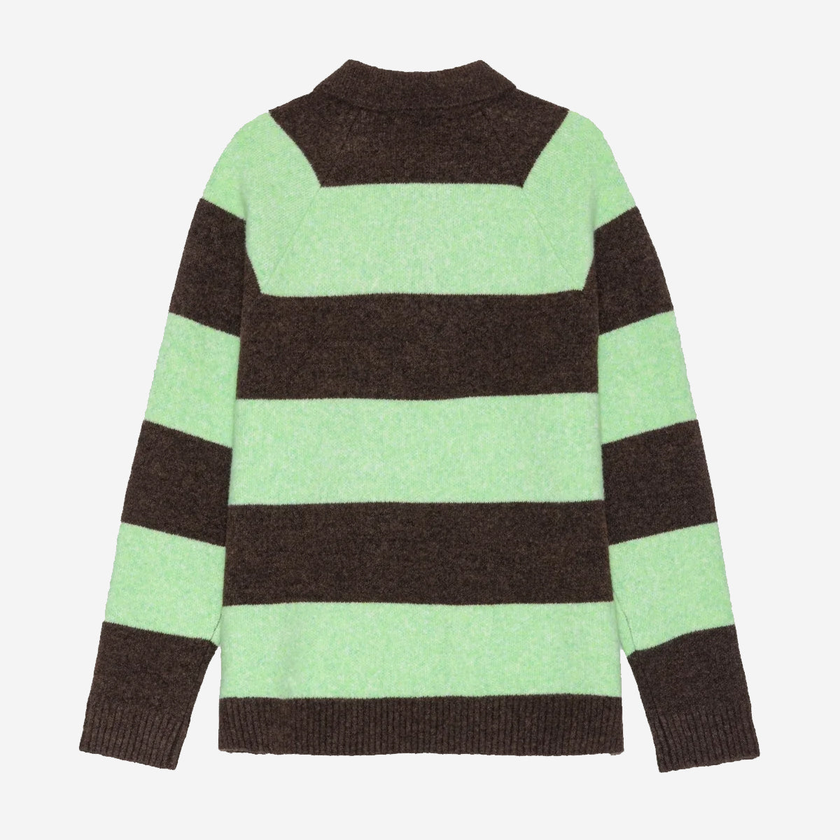 Striped Wool Knitted Polo - Mountain Brown Melange
