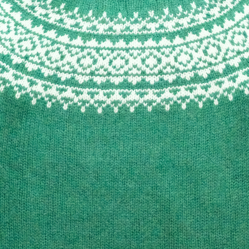 Supersoft Chunky Wool Yoke Crew Sweater - Pixie/Winter White