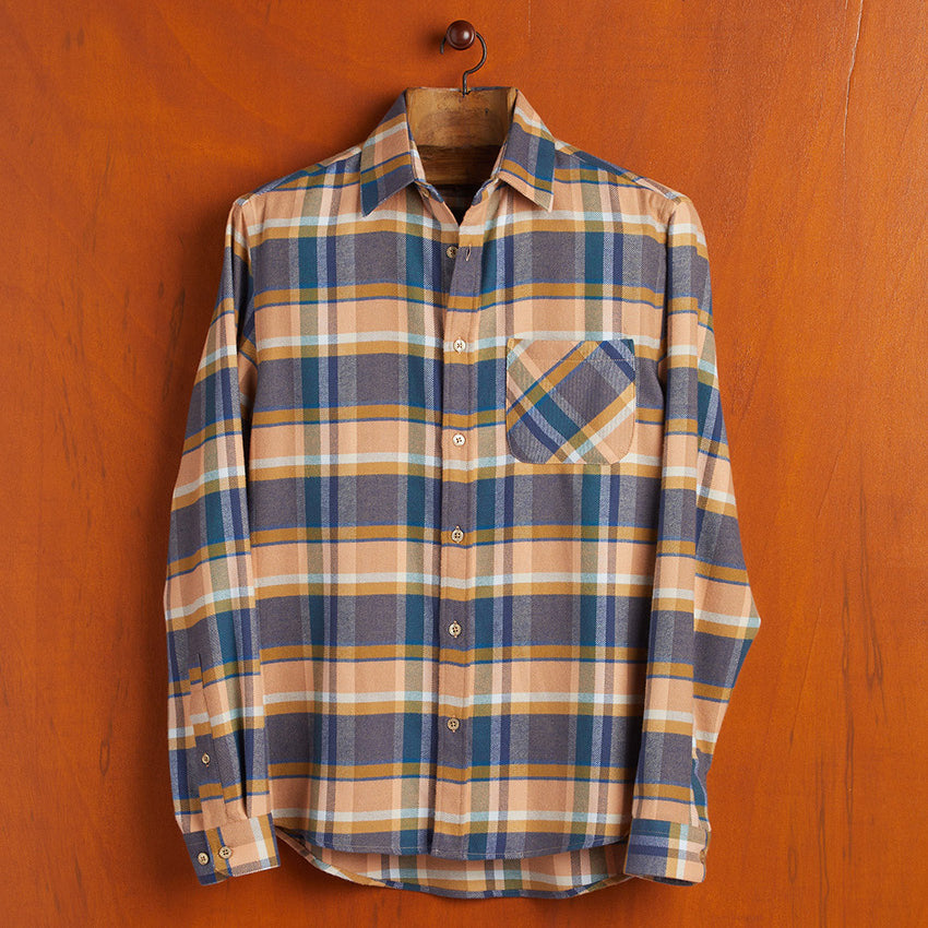 Sussu Plaid Flannel Shirt - Blue/Apricot