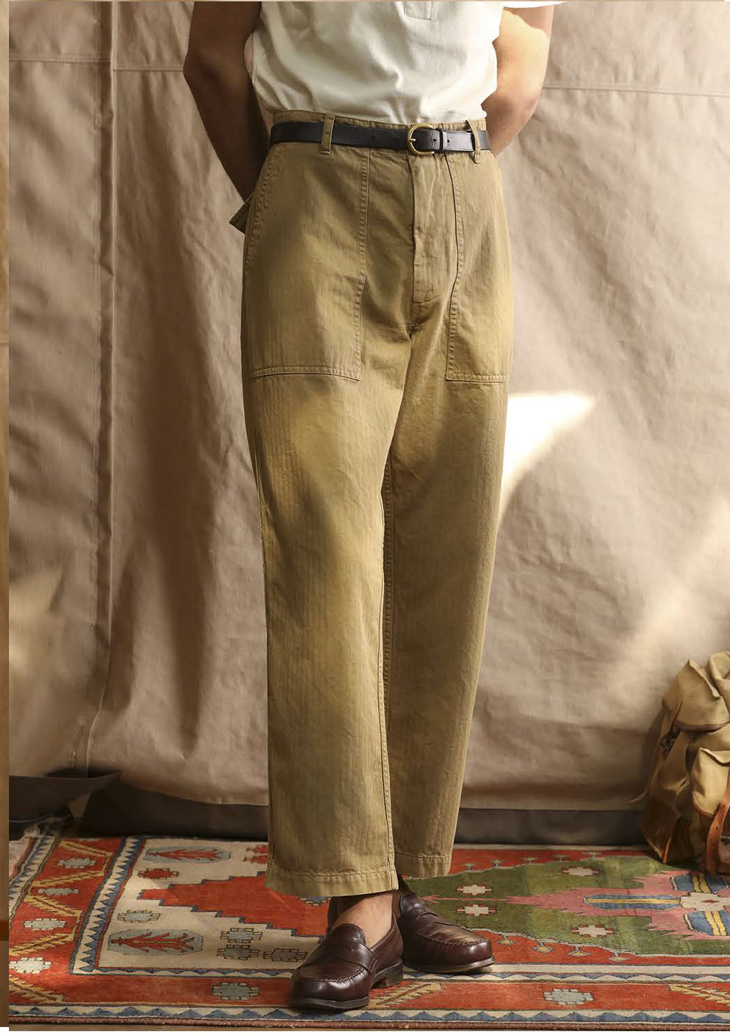 Texas Washed Herringbone Fatigue Pants - Khaki