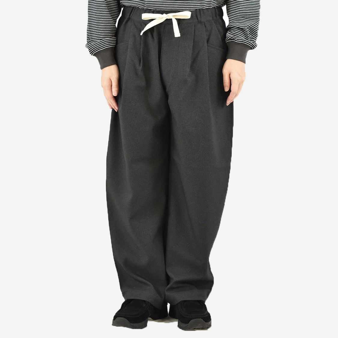 Two-Tuck Brushed Poly Easy Pants - Dark Green Grey