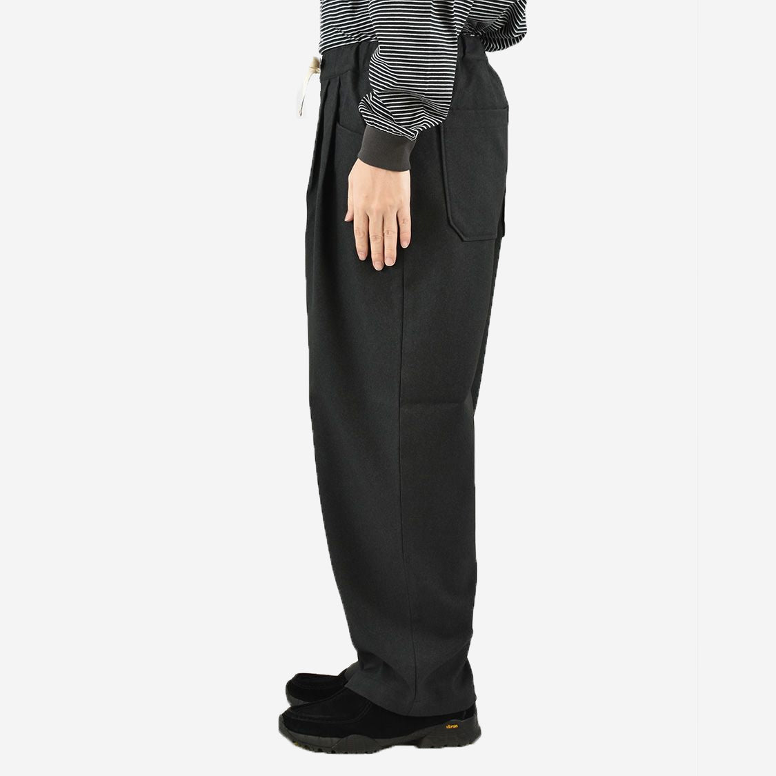 Two-Tuck Brushed Poly Easy Pants - Dark Green Grey