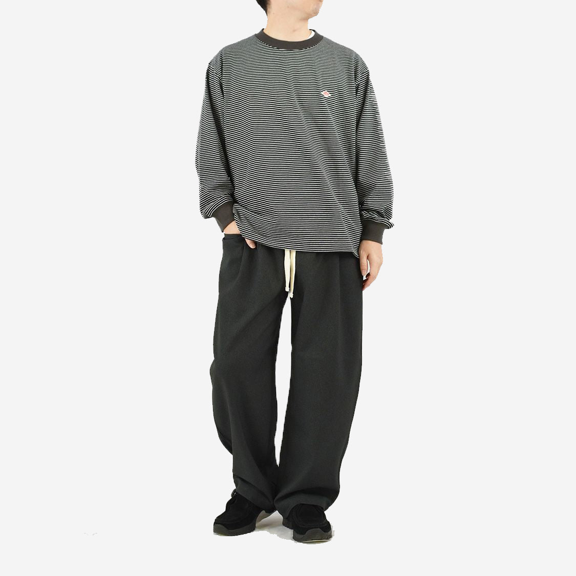Two-Tuck Brushed Poly Easy Pants - Dark Green Grey