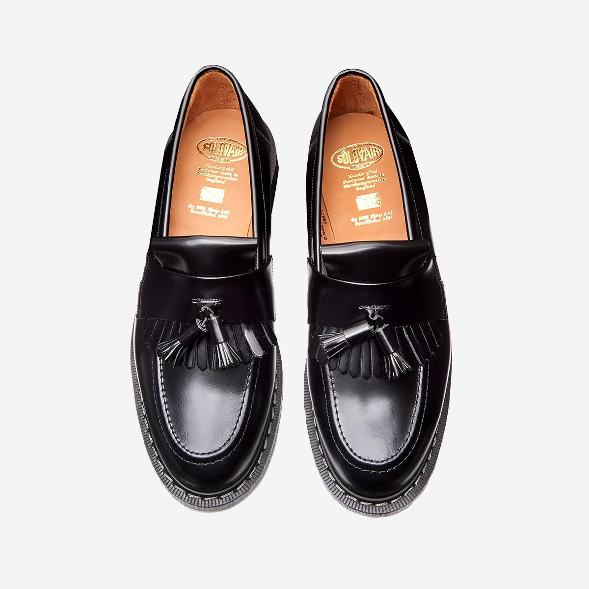Tassel Loafer with Long Fringe - Black Hi-Shine
