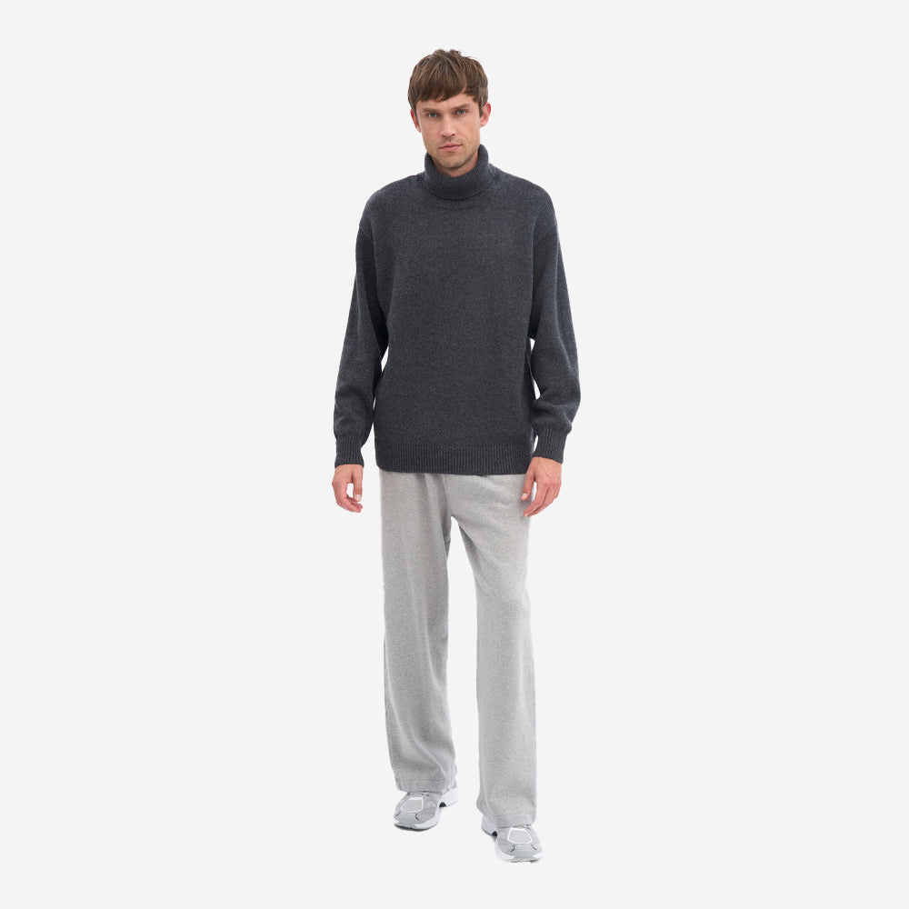 Merino Wool Turtleneck - Lava Grey