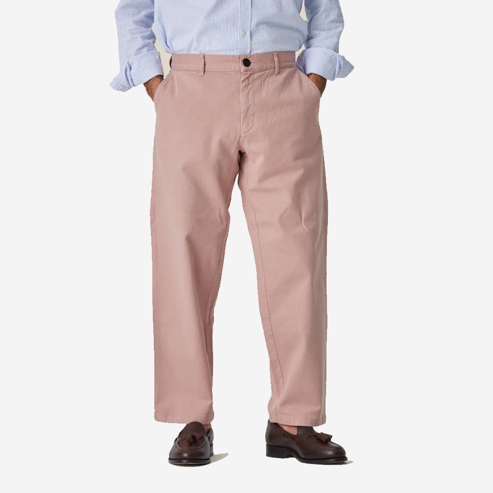 Twill Relaxed Tapered Trousers - Rose