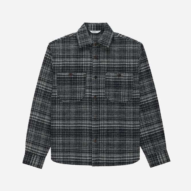 Utility Plaid Flannel Shirt - Black Static