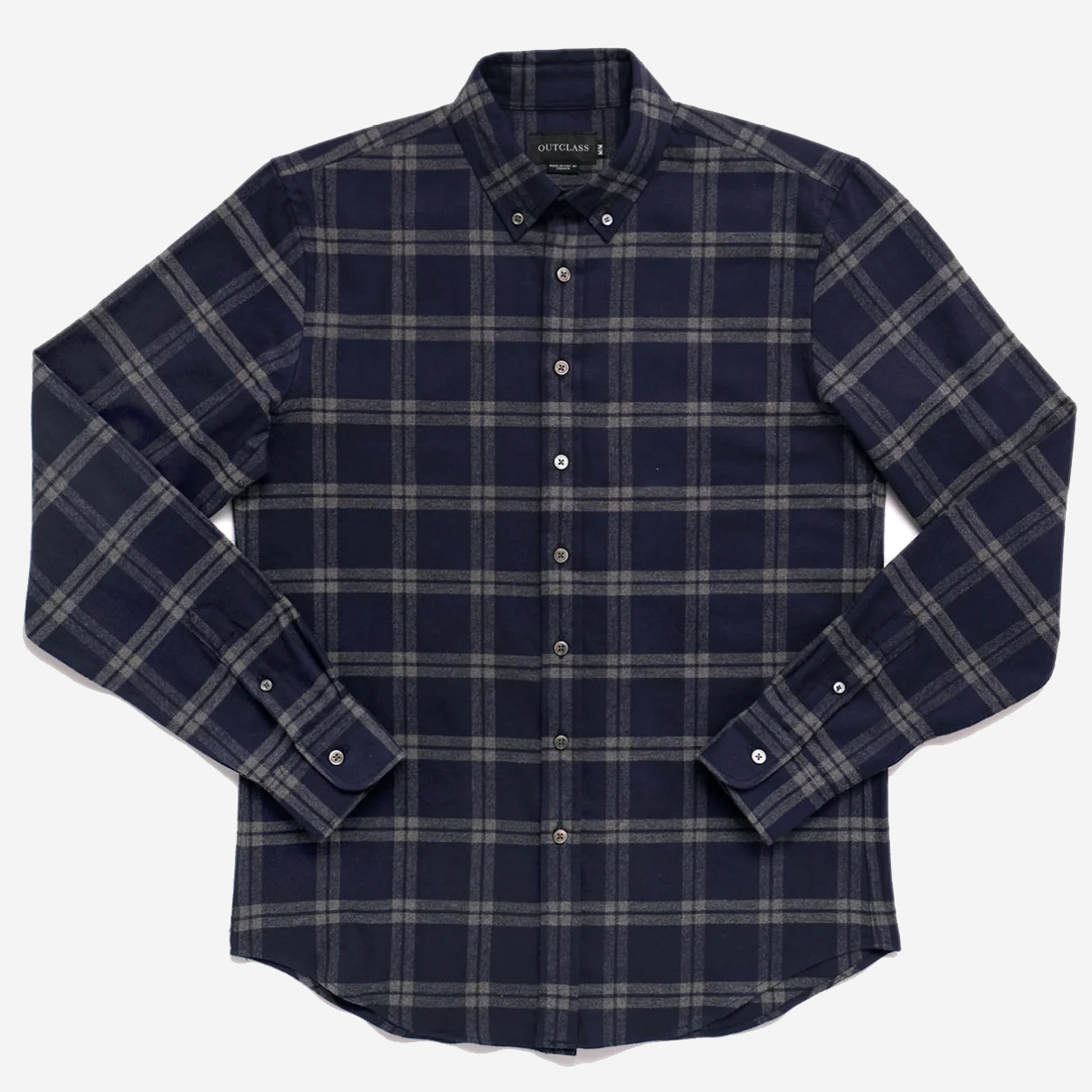 Windowpane Flannel Shirt - Navy