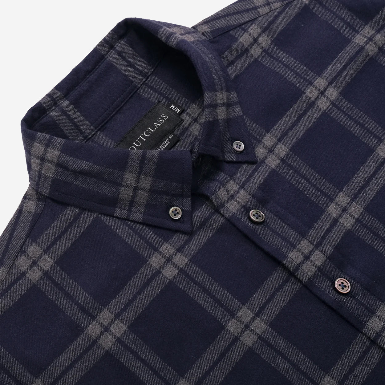 Windowpane Flannel Shirt - Navy