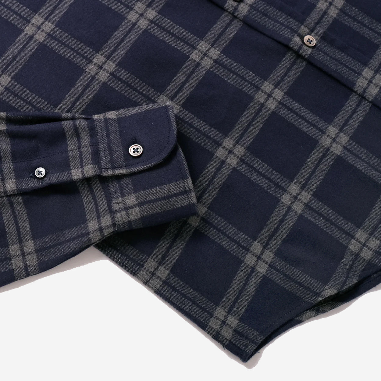 Windowpane Flannel Shirt - Navy