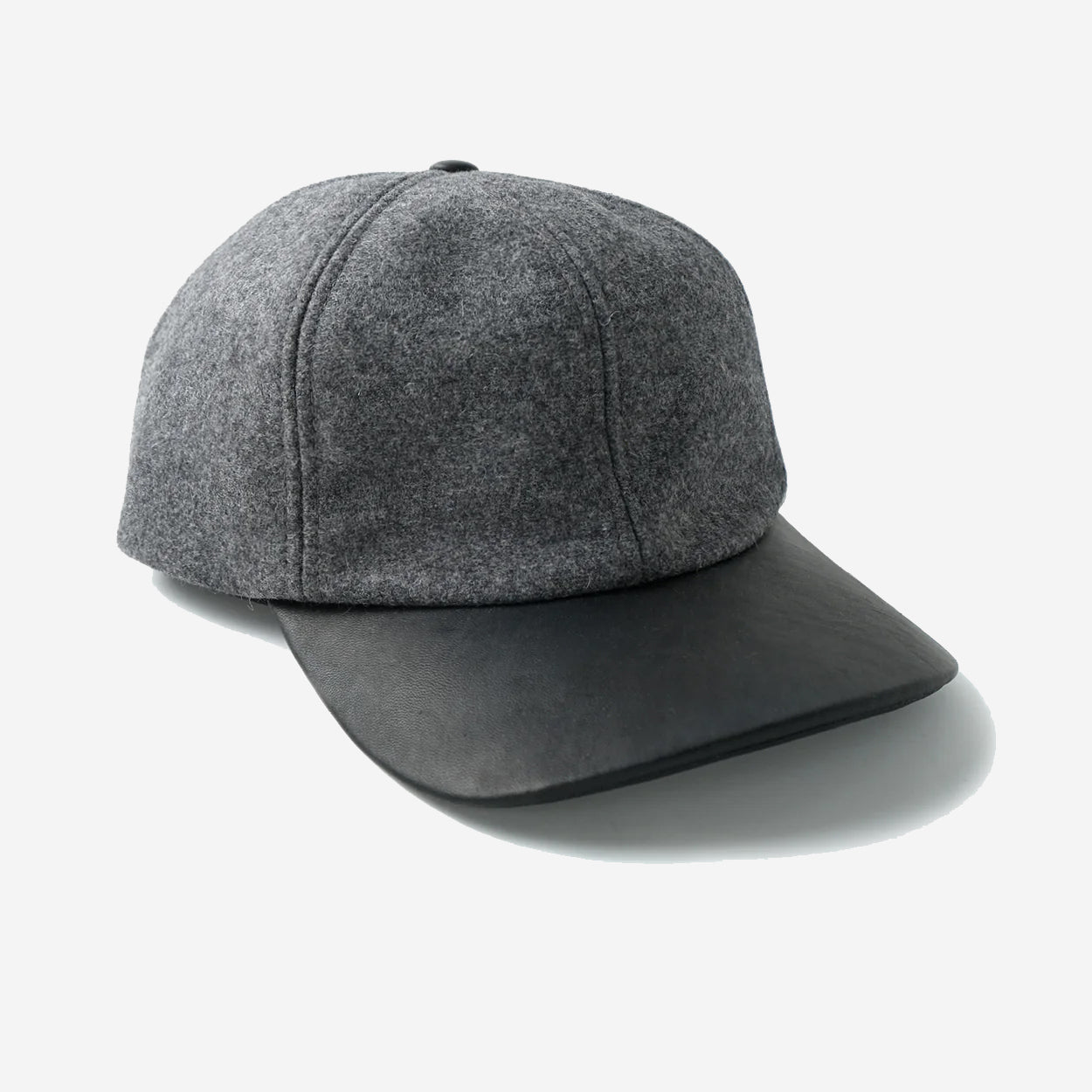 Wool Leather Ball Cap - Grey/Black