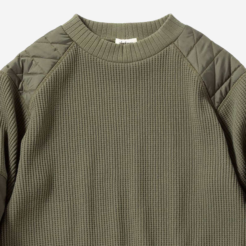 Waffle Armoured Midneck Sweater - Olive Green