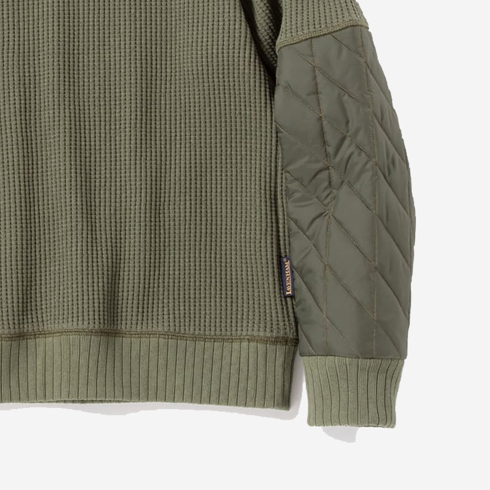 Waffle Armoured Midneck Sweater - Olive Green