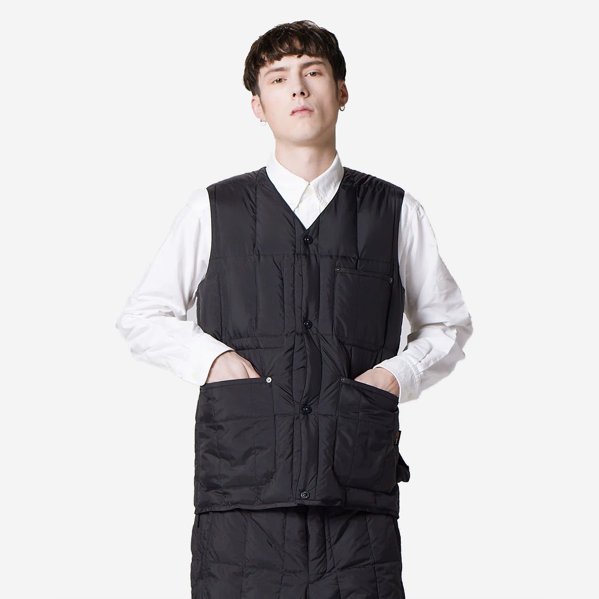 Work V-Neck Button Down CORDURA Vest - Dark Navy