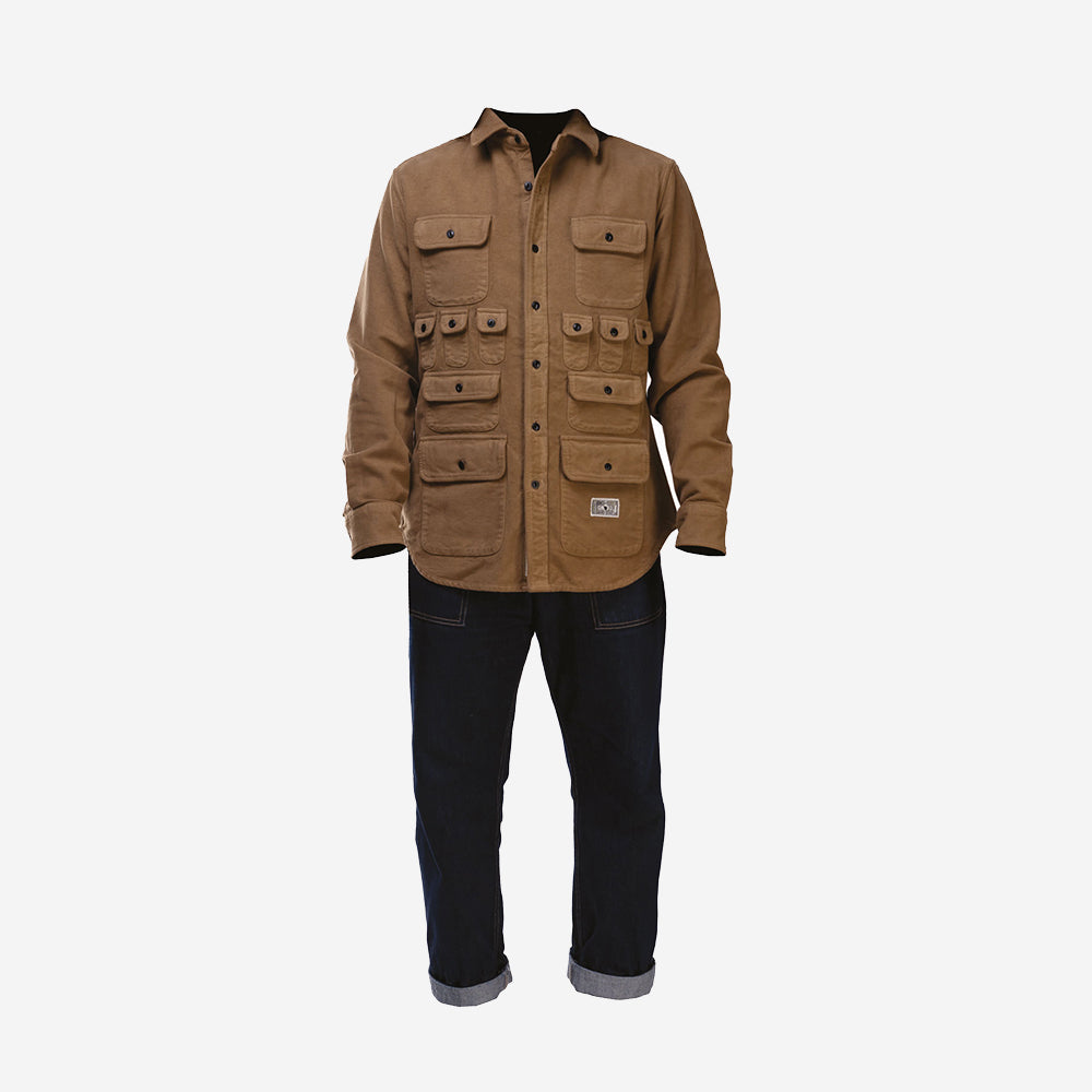 Cantagallo Dozen Pocket Moleskin Overshirt - Tobacco