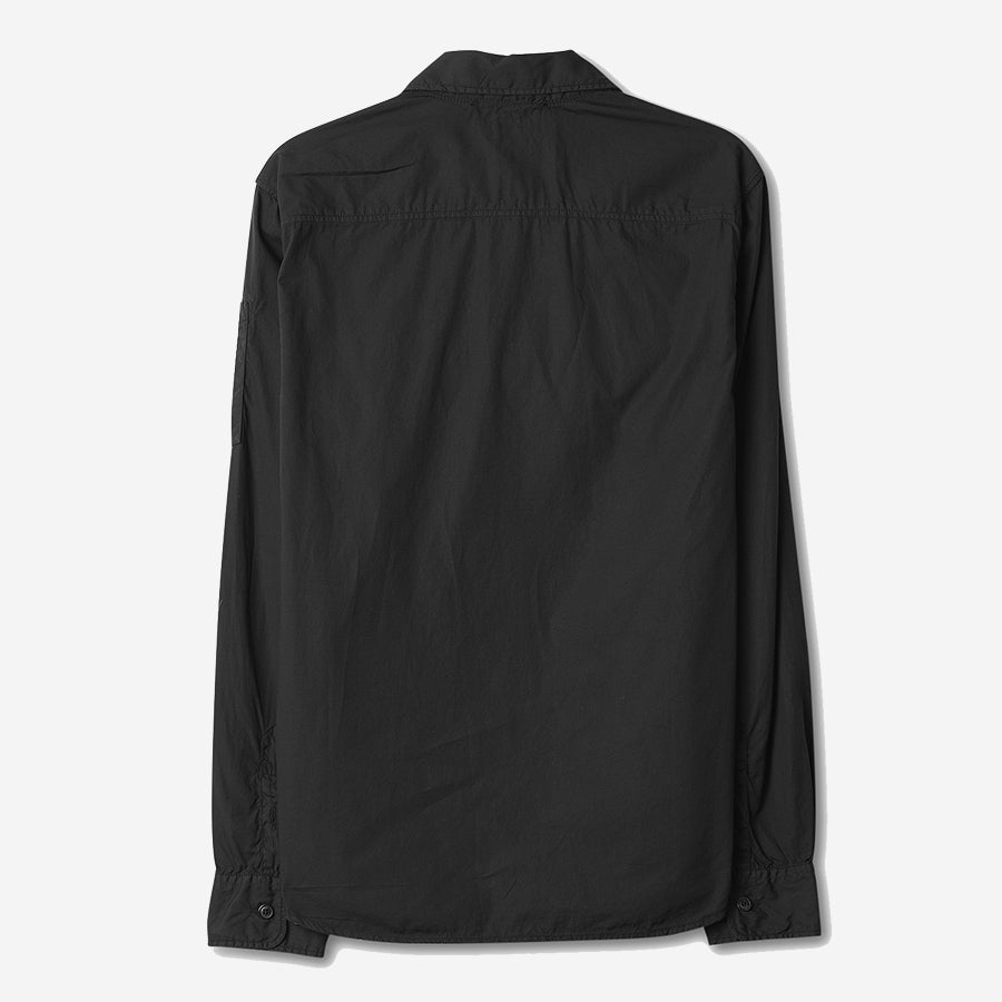 Cotton Rip-Stop Anorak Overshirt - Black