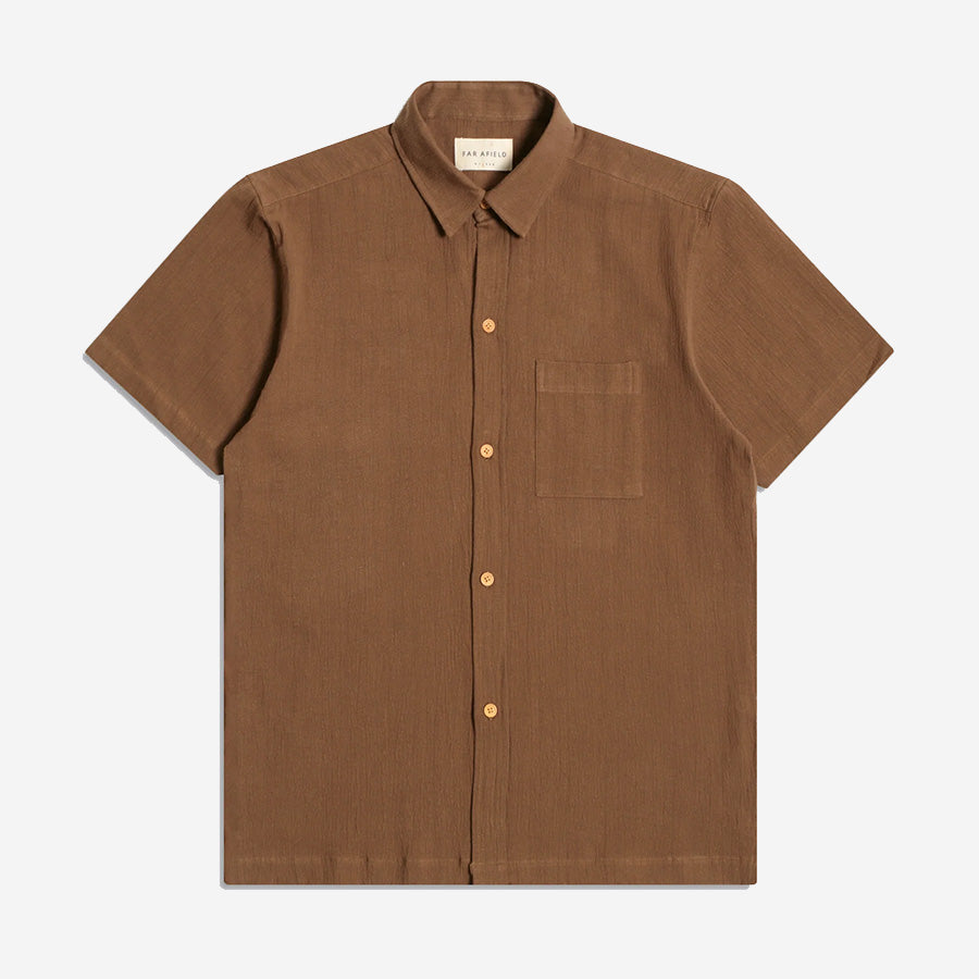 Costa Seersucker S/S Shirt - Desert Palm Brown