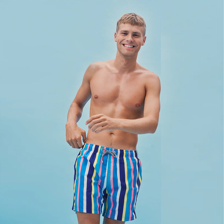 Mid Length Swim Shorts - Crush Stripe II