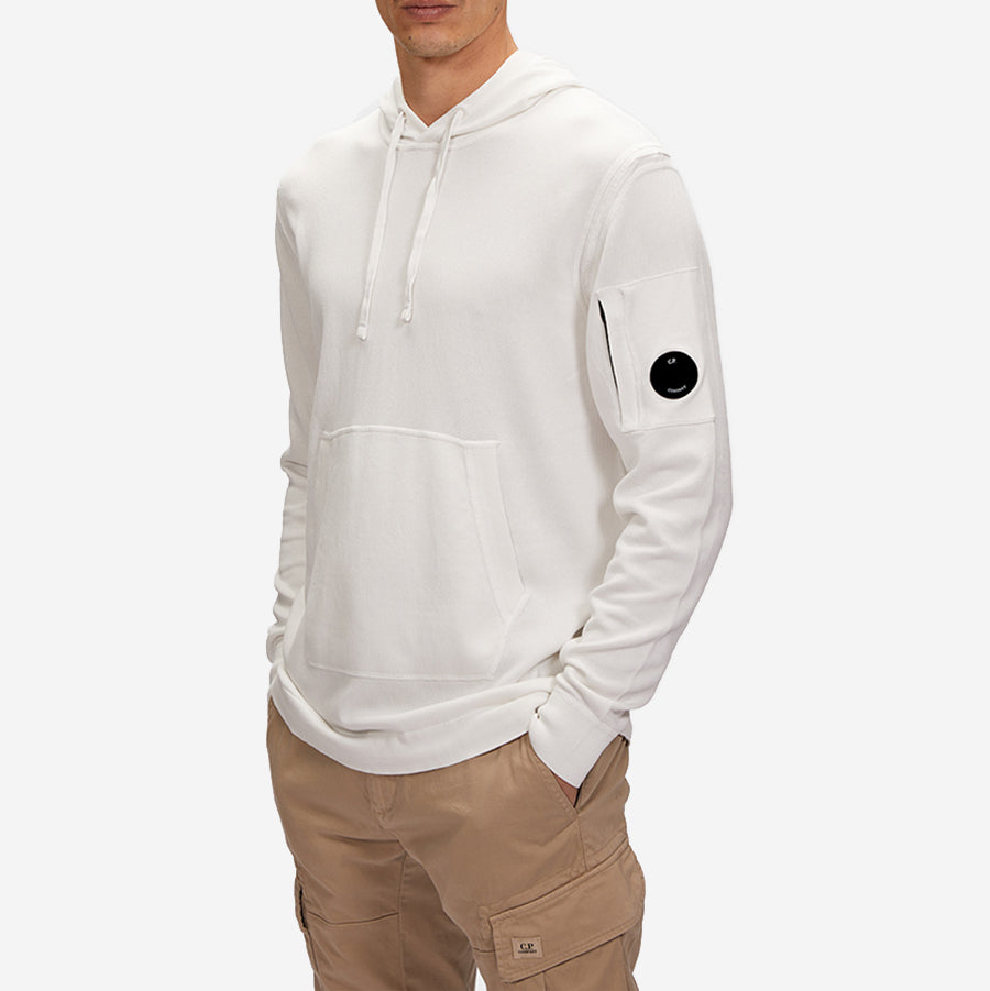 Light Terry Knitted Hoodie - Gauze White
