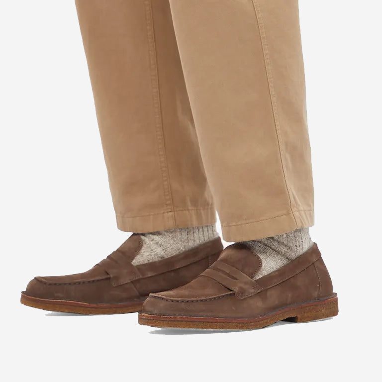 Mokaflex Suede Loafer Shoes - Dark Khaki