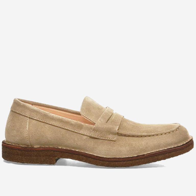 Mokaflex Suede Loafer Shoes - Ecru