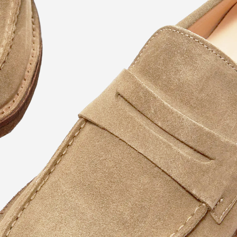 Mokaflex Suede Loafer Shoes - Ecru