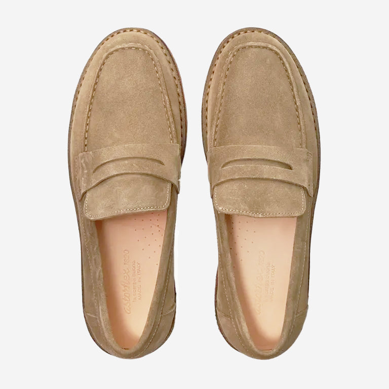 Mokaflex Suede Loafer Shoes - Ecru