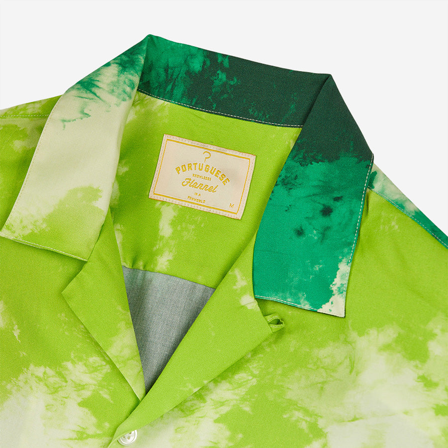 Tie Dye Short-Sleeve Vacation Shirt - Green