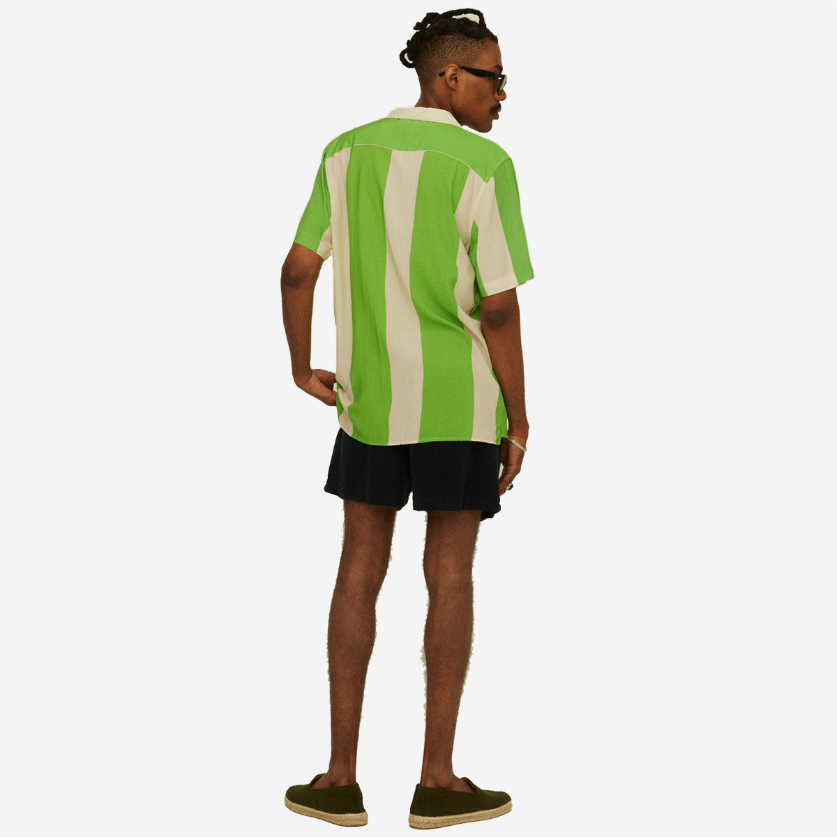 Viscose Vacation S/S Shirt - Emerald Stripe