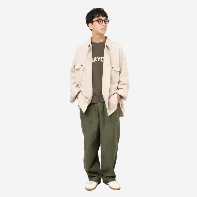 101J-02 - James Back Satin Fatigue Pants - Khaki Olive