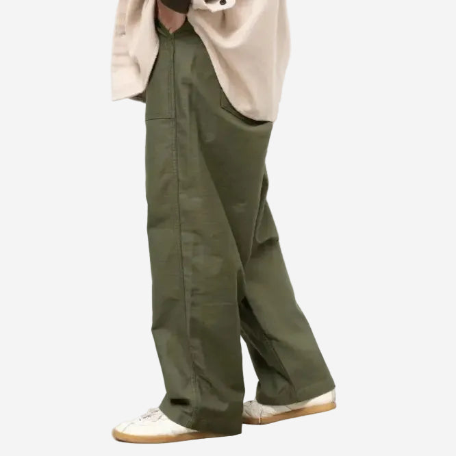 101J-02 - James Back Satin Fatigue Pants - Khaki Olive