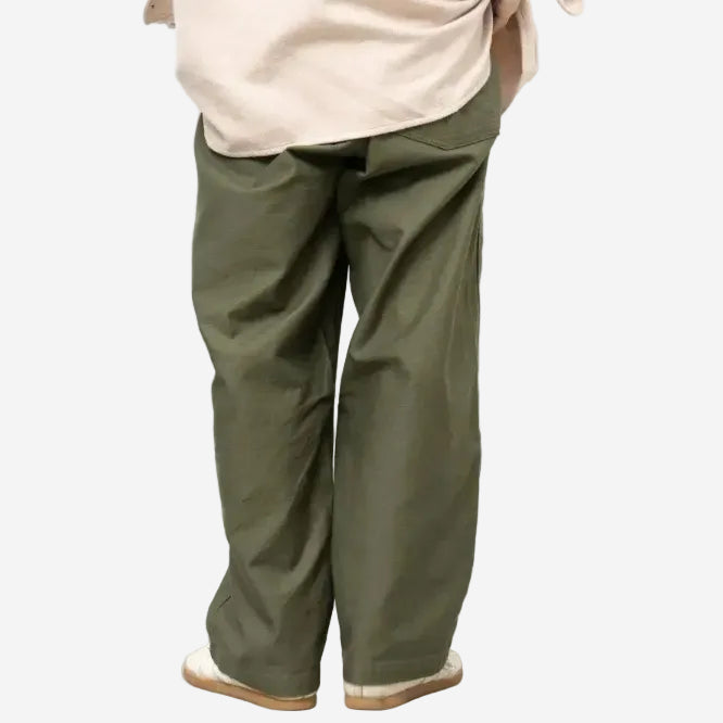 101J-02 - James Back Satin Fatigue Pants - Khaki Olive